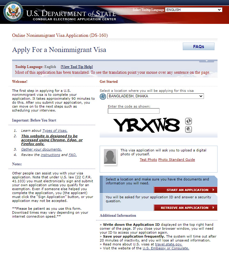 us nonimmigrant visa application form